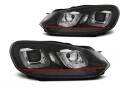 VW GOLF 6 08-13 LAMPY U-LED LIGHT DRL BLACK RED LINE